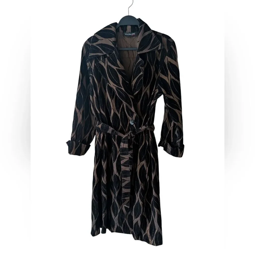Mycra Pac Now Leaf Velvet Burnout Brown Black Lightweight Rain Jacket‎ S/M